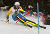 Anton Lahdenperae of Sweden skiing in the first run of the men slalom race of the Audi FIS Alpine skiing World cup in Kitzbuehel, Austria. Men slalom race race of the Audi FIS Alpine skiing World cup, was held on Ganslernhang course in Kitzbuehel, Austria, on Sunday, 22nd of January 2017.
