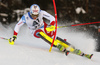 Marc Gini of Switzerland skiing in the first run of the men slalom race of the Audi FIS Alpine skiing World cup in Kitzbuehel, Austria. Men slalom race race of the Audi FIS Alpine skiing World cup, was held on Ganslernhang course in Kitzbuehel, Austria, on Sunday, 22nd of January 2017.
