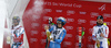 Marcel Hirscher of Austria (L), Henrik Kristoffersen of Norway (M) and Alexander Khoroshilov of Russia (R) celebrate their medals won in the men slalom race of the Audi FIS Alpine skiing World cup in Schladming, Austria. Traditional The Night Race, men slalom race race of the Audi FIS Alpine skiing World cup, was held in Schladming, Austria, on Tuesday, 24th of January 2017.
