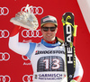 Third placed Beat Feuz of Switzerland celebrates his medal won in the men downhill race of the Audi FIS Alpine skiing World cup in Garmisch-Partenkirchen, Germany. Men downhill race of the Audi FIS Alpine skiing World cup, was held in Garmisch-Partenkirchen, Germany, on Saturday, 28th of January 2017.
