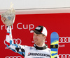 Winner Hannes Reichelt of Austria celebrates his medal won in the men downhill race of the Audi FIS Alpine skiing World cup in Garmisch-Partenkirchen, Germany. Men downhill race of the Audi FIS Alpine skiing World cup, was held in Garmisch-Partenkirchen, Germany, on Saturday, 28th of January 2017.
