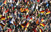 Fans in finish of the men downhill race of the Audi FIS Alpine skiing World cup in Garmisch-Partenkirchen, Germany. Men downhill race of the Audi FIS Alpine skiing World cup, was held in Garmisch-Partenkirchen, Germany, on Saturday, 28th of January 2017.
