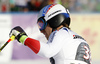 Mauro Caviezel of Switzerland reacts in finish of the men downhill race of the Audi FIS Alpine skiing World cup in Garmisch-Partenkirchen, Germany. Men downhill race of the Audi FIS Alpine skiing World cup, was held in Garmisch-Partenkirchen, Germany, on Saturday, 28th of January 2017.
