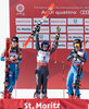 Giant Slalom Silver medalist Mikaela Shiffrin of the USA ladie’s Giant Slalom world Champion and Gold medalist Tessa Worley of France ladie’s Giant Slalom Bronze medalist Sofia Goggia of Italy during the winner presentation for the women Giant Slalom of the FIS Ski World Championships 2017. St. Moritz, Switzerland on 2017/02/16.
