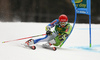 Zan Kranjec of Slovenia skiing in the first run of the men giant slalom race of the Audi FIS Alpine skiing World cup in Kranjska Gora, Slovenia. Men giant slalom race of the Audi FIS Alpine skiing World cup, was held in Kranjska Gora, Slovenia, on Saturday, 4th of March 2017.
