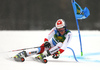 Elia Zurbriggen of Switzerland skiing in the first run of the men giant slalom race of the Audi FIS Alpine skiing World cup in Kranjska Gora, Slovenia. Men giant slalom race of the Audi FIS Alpine skiing World cup, was held in Kranjska Gora, Slovenia, on Saturday, 4th of March 2017.
