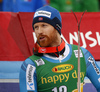 Leif Kristian Haugen of Norway reacts in finish of the second run of the men giant slalom race of the Audi FIS Alpine skiing World cup in Kranjska Gora, Slovenia. Men giant slalom race of the Audi FIS Alpine skiing World cup, was held in Kranjska Gora, Slovenia, on Saturday, 4th of March 2017.
