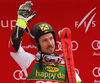 Winner Marcel Hirscher of Austria celebrates his medal won in the men giant slalom race of the Audi FIS Alpine skiing World cup in Kranjska Gora, Slovenia. Men giant slalom race of the Audi FIS Alpine skiing World cup, was held in Kranjska Gora, Slovenia, on Saturday, 4th of March 2017.
