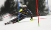 Stefano Gross of Italy skiing in the first run of the men slalom race of the Audi FIS Alpine skiing World cup in Kranjska Gora, Slovenia. Men slalom race of the Audi FIS Alpine skiing World cup, was held in Kranjska Gora, Slovenia, on Sunday, 5th of March 2017.
