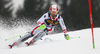 Marco Schwarz of Austria skiing in the first run of the men slalom race of the Audi FIS Alpine skiing World cup in Kranjska Gora, Slovenia. Men slalom race of the Audi FIS Alpine skiing World cup, was held in Kranjska Gora, Slovenia, on Sunday, 5th of March 2017.
