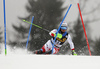 Luca Aerni of Switzerland skiing in the first run of the men slalom race of the Audi FIS Alpine skiing World cup in Kranjska Gora, Slovenia. Men slalom race of the Audi FIS Alpine skiing World cup, was held in Kranjska Gora, Slovenia, on Sunday, 5th of March 2017.
