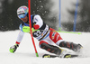 Luca Aerni of Switzerland skiing in the first run of the men slalom race of the Audi FIS Alpine skiing World cup in Kranjska Gora, Slovenia. Men slalom race of the Audi FIS Alpine skiing World cup, was held in Kranjska Gora, Slovenia, on Sunday, 5th of March 2017.
