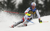 Loic Meillard of Switzerland skiing in the first run of the men slalom race of the Audi FIS Alpine skiing World cup in Kranjska Gora, Slovenia. Men slalom race of the Audi FIS Alpine skiing World cup, was held in Kranjska Gora, Slovenia, on Sunday, 5th of March 2017.
