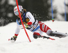 Marc Rochat of Switzerland skiing in the first run of the men slalom race of the Audi FIS Alpine skiing World cup in Kranjska Gora, Slovenia. Men slalom race of the Audi FIS Alpine skiing World cup, was held in Kranjska Gora, Slovenia, on Sunday, 5th of March 2017.
