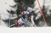 Marc Rochat of Switzerland skiing in the first run of the men slalom race of the Audi FIS Alpine skiing World cup in Kranjska Gora, Slovenia. Men slalom race of the Audi FIS Alpine skiing World cup, was held in Kranjska Gora, Slovenia, on Sunday, 5th of March 2017.
