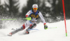 Sandro Simonet of Switzerland skiing in the first run of the men slalom race of the Audi FIS Alpine skiing World cup in Kranjska Gora, Slovenia. Men slalom race of the Audi FIS Alpine skiing World cup, was held in Kranjska Gora, Slovenia, on Sunday, 5th of March 2017.
