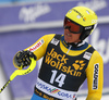 Mattias Hargin of Sweden reacts in finish of the second run of the men slalom race of the Audi FIS Alpine skiing World cup in Kranjska Gora, Slovenia. Men slalom race of the Audi FIS Alpine skiing World cup, was held in Kranjska Gora, Slovenia, on Sunday, 5th of March 2017.
