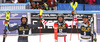 Winner Michael Matt of Austria (M), second placed Stefano Gross of Italy  (L) and third placed Felix Neureuther of Germany (R) celebrate their medals won in the men slalom race of the Audi FIS Alpine skiing World cup in Kranjska Gora, Slovenia. Men slalom race of the Audi FIS Alpine skiing World cup, was held in Kranjska Gora, Slovenia, on Sunday, 5th of March 2017.
