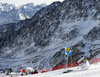 Viktoria Rebensburg of Germany skiing in the first run of the women giant slalom opening race of the Audi FIS Alpine skiing World cup in Soelden, Austria. Opening women giant slalom race of the Audi FIS Alpine skiing World cup, was held on Rettenbach glacier above Soelden, Austria, on Saturday, 28th of October 2017.
