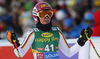 Maren Wiesler of Germany reacts in finish of the second run of the women giant slalom opening race of the Audi FIS Alpine skiing World cup in Soelden, Austria. Opening women giant slalom race of the Audi FIS Alpine skiing World cup, was held on Rettenbach glacier above Soelden, Austria, on Saturday, 28th of October 2017.
