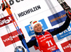 Winner Darya Domracheva of Belarus celebrate their medals won in the women 7.5km sprint race of IBU Biathlon World Cup in Hochfilzen, Austria.  Women 7.5km sprint race of IBU Biathlon World cup was held in Hochfilzen, Austria, on Friday, 8th of December 2017.
