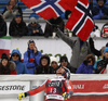 Aleksander Aamodt Kilde of Norway reacts in the finish of the men super-g race of the Audi FIS Alpine skiing World cup in Val Gardena, Italy. Men super-g race of the Audi FIS Alpine skiing World cup, was held on Saslong course in Val Gardena Groeden, Italy, on Friday, 15th of December 2017.
