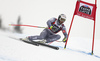 Adrien Theaux of France skiing in the men super-g race of the Audi FIS Alpine skiing World cup in Val Gardena, Italy. Men super-g race of the Audi FIS Alpine skiing World cup, was held on Saslong course in Val Gardena Groeden, Italy, on Friday, 15th of December 2017.
