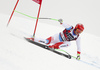 Thomas Tumler of Switzerland skiing in the men super-g race of the Audi FIS Alpine skiing World cup in Val Gardena, Italy. Men super-g race of the Audi FIS Alpine skiing World cup, was held on Saslong course in Val Gardena Groeden, Italy, on Friday, 15th of December 2017.

