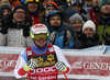Beat Feuz of Switzerland reacts in finish of the men downhill race of the Audi FIS Alpine skiing World cup in Val Gardena, Italy. Men downhill race of the Audi FIS Alpine skiing World cup, was held on Saslong course in Val Gardena Groeden, Italy, on Saturday, 16th of December 2017.
