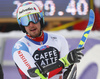 Luca Aerni of Switzerland reacts in the finish of the second run of the men giant slalom race of the Audi FIS Alpine skiing World cup in Alta Badia, Italy. Men giant slalom race of the Audi FIS Alpine skiing World cup, was held on Gran Risa course in Alta Badia, Italy, on Sunday, 17th of December 2017.
