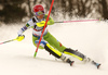 Ana Bucik of Slovenia skiing in the first run of the women Snow Queen Trophy slalom race of the Audi FIS Alpine skiing World cup in Zagreb, Croatia. Women slalom race of the Audi FIS Alpine skiing World cup, was held on Sljeme above Zagreb, Croatia, on Wednesday, 3rd of January 2018.
