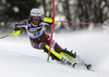 Anna Swenn Larsson of Sweden skiing in the first run of the women Snow Queen Trophy slalom race of the Audi FIS Alpine skiing World cup in Zagreb, Croatia. Women slalom race of the Audi FIS Alpine skiing World cup, was held on Sljeme above Zagreb, Croatia, on Wednesday, 3rd of January 2018.
