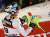 Katharina Gallhuber of Austria reacts in finish of the second run of the women Snow Queen Trophy slalom race of the Audi FIS Alpine skiing World cup in Zagreb, Croatia. Women slalom race of the Audi FIS Alpine skiing World cup, was held on Sljeme above Zagreb, Croatia, on Wednesday, 3rd of January 2018.
