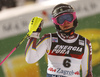 Frida Hansdotter of Sweden reacts in finish of the second run of the women Snow Queen Trophy slalom race of the Audi FIS Alpine skiing World cup in Zagreb, Croatia. Women slalom race of the Audi FIS Alpine skiing World cup, was held on Sljeme above Zagreb, Croatia, on Wednesday, 3rd of January 2018.
