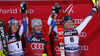 Winner Mikaela Shiffrin of USA (M), second placed Wendy Holdener of Switzerland  (L) and third placed Frida Hansdotter of Sweden (R) celebrate their medals won in the women Snow Queen Trophy slalom race of the Audi FIS Alpine skiing World cup in Zagreb, Croatia. Women slalom race of the Audi FIS Alpine skiing World cup, was held on Sljeme above Zagreb, Croatia, on Wednesday, 3rd of January 2018.
