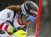 Manuel Feller of Austria skiing in the first run of the men Snow Queen Trophy slalom race of the Audi FIS Alpine skiing World cup in Zagreb, Croatia. Men slalom race of the Audi FIS Alpine skiing World cup, was held on Sljeme above Zagreb, Croatia, on Thursday, 4th of January 2018.
