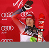 Third placed Henrik Kristoffersen of Norway celebrates his medal won in the men Snow Queen Trophy slalom race of the Audi FIS Alpine skiing World cup in Zagreb, Croatia. Men slalom race of the Audi FIS Alpine skiing World cup, was held on Sljeme above Zagreb, Croatia, on Thursday, 4th of January 2018.
