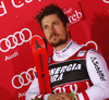 Winner Marcel Hirscher of Austria celebrates his medal won in the men Snow Queen Trophy slalom race of the Audi FIS Alpine skiing World cup in Zagreb, Croatia. Men slalom race of the Audi FIS Alpine skiing World cup, was held on Sljeme above Zagreb, Croatia, on Thursday, 4th of January 2018.
