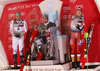 Winner Marcel Hirscher of Austria (M), second placed Michael Matt of Austria (L) and third placed Henrik Kristoffersen of Norway (R) celebrate their medals won in the men Snow Queen Trophy slalom race of the Audi FIS Alpine skiing World cup in Zagreb, Croatia. Men slalom race of the Audi FIS Alpine skiing World cup, was held on Sljeme above Zagreb, Croatia, on Thursday, 4th of January 2018.
