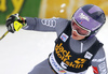 Tessa Worley of France reacts in finish of the second run of the women Golden Fox Trophy giant slalom race of the Audi FIS Alpine skiing World cup in Kranjska Gora, Slovenia. Women giant slalom race of the Audi FIS Alpine skiing World cup, which should be held in Maribor, was due lack of snow and warm temperatures transferred to Kranjska Gora, was held in Kranjska Gora, Slovenia, on Saturday, 6th of January 2018.
