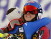 Sofia Goggia of Italy congratulating Mikaela Shiffrin of USA in finish of the second run of the women Golden Fox Trophy giant slalom race of the Audi FIS Alpine skiing World cup in Kranjska Gora, Slovenia. Women giant slalom race of the Audi FIS Alpine skiing World cup, which should be held in Maribor, was due lack of snow and warm temperatures transferred to Kranjska Gora, was held in Kranjska Gora, Slovenia, on Saturday, 6th of January 2018.
