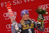 Second placed Tessa Worley of France celebrates her medal won in the women Golden Fox Trophy giant slalom race of the Audi FIS Alpine skiing World cup in Kranjska Gora, Slovenia. Women giant slalom race of the Audi FIS Alpine skiing World cup, which should be held in Maribor, was due lack of snow and warm temperatures transferred to Kranjska Gora, was held in Kranjska Gora, Slovenia, on Saturday, 6th of January 2018.
