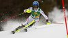 Bernadette Schild of Austria skiing in the first run of the women Golden Fox Trophy slalom race of the Audi FIS Alpine skiing World cup in Kranjska Gora, Slovenia. Women slalom race of the Audi FIS Alpine skiing World cup, which should be held in Maribor, was due lack of snow and warm temperatures transferred to Kranjska Gora, was held in Kranjska Gora, Slovenia, on Sunday, 7th of January 2018.
