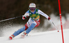 Michelle Gisin of Switzerland skiing in the first run of the women Golden Fox Trophy slalom race of the Audi FIS Alpine skiing World cup in Kranjska Gora, Slovenia. Women slalom race of the Audi FIS Alpine skiing World cup, which should be held in Maribor, was due lack of snow and warm temperatures transferred to Kranjska Gora, was held in Kranjska Gora, Slovenia, on Sunday, 7th of January 2018.
