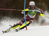 Anna Swenn Larsson of Sweden skiing in the first run of the women Golden Fox Trophy slalom race of the Audi FIS Alpine skiing World cup in Kranjska Gora, Slovenia. Women slalom race of the Audi FIS Alpine skiing World cup, which should be held in Maribor, was due lack of snow and warm temperatures transferred to Kranjska Gora, was held in Kranjska Gora, Slovenia, on Sunday, 7th of January 2018.
