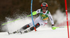 Stephanie Brunner of Austria skiing in the first run of the women Golden Fox Trophy slalom race of the Audi FIS Alpine skiing World cup in Kranjska Gora, Slovenia. Women slalom race of the Audi FIS Alpine skiing World cup, which should be held in Maribor, was due lack of snow and warm temperatures transferred to Kranjska Gora, was held in Kranjska Gora, Slovenia, on Sunday, 7th of January 2018.
