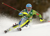 Marusa Ferk of Slovenia skiing in the first run of the women Golden Fox Trophy slalom race of the Audi FIS Alpine skiing World cup in Kranjska Gora, Slovenia. Women slalom race of the Audi FIS Alpine skiing World cup, which should be held in Maribor, was due lack of snow and warm temperatures transferred to Kranjska Gora, was held in Kranjska Gora, Slovenia, on Sunday, 7th of January 2018.
