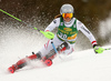Katharina Huber of Austria skiing in the first run of the women Golden Fox Trophy slalom race of the Audi FIS Alpine skiing World cup in Kranjska Gora, Slovenia. Women slalom race of the Audi FIS Alpine skiing World cup, which should be held in Maribor, was due lack of snow and warm temperatures transferred to Kranjska Gora, was held in Kranjska Gora, Slovenia, on Sunday, 7th of January 2018.

