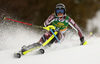 Sara Hector of Sweden skiing in the first run of the women Golden Fox Trophy slalom race of the Audi FIS Alpine skiing World cup in Kranjska Gora, Slovenia. Women slalom race of the Audi FIS Alpine skiing World cup, which should be held in Maribor, was due lack of snow and warm temperatures transferred to Kranjska Gora, was held in Kranjska Gora, Slovenia, on Sunday, 7th of January 2018.
