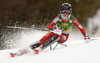 Kristin Lysdahl of Norway skiing in the first run of the women Golden Fox Trophy slalom race of the Audi FIS Alpine skiing World cup in Kranjska Gora, Slovenia. Women slalom race of the Audi FIS Alpine skiing World cup, which should be held in Maribor, was due lack of snow and warm temperatures transferred to Kranjska Gora, was held in Kranjska Gora, Slovenia, on Sunday, 7th of January 2018.
